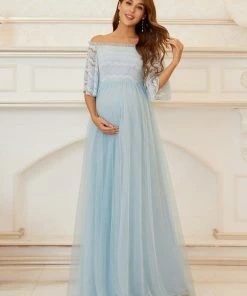 Ever-Pretty US Elegant Cold Shoulder Floor Length Maternity Dress