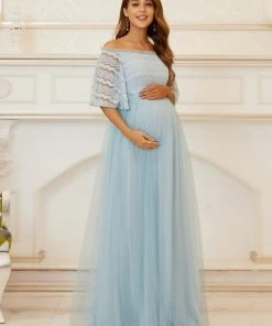 Ever-Pretty US Elegant Cold Shoulder Floor Length Maternity Dress