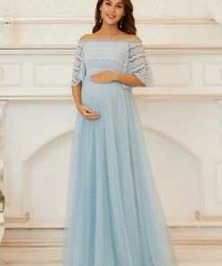 Ever-Pretty US Elegant Cold Shoulder Floor Length Maternity Dress