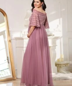 Ever-Pretty US Elegant Cold Shoulder Floor Length Maternity Dress