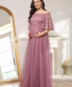 Ever-Pretty US Elegant Cold Shoulder Floor Length Maternity Dress