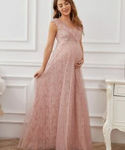 Ever-Pretty US Floor Length Vintage Lace Ruffle Sleeve Maternity Dress SHOP BY OCCASION