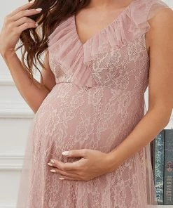 Ever-Pretty US Floor Length Vintage Lace Ruffle Sleeve Maternity Dress SHOP BY OCCASION