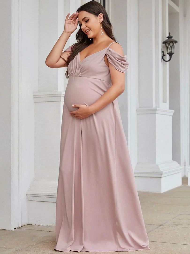 Ever-Pretty US Plus Size Cold Shoulder V-Neck Column Maternity Dress 4 Ever-Pretty US Plus Size Cold Shoulder V-Neck Column Maternity Dress