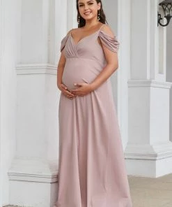 Ever-Pretty US Plus Size Cold Shoulder V-Neck Column Maternity Dress 9 Ever-Pretty US Plus Size Cold Shoulder V-Neck Column Maternity Dress