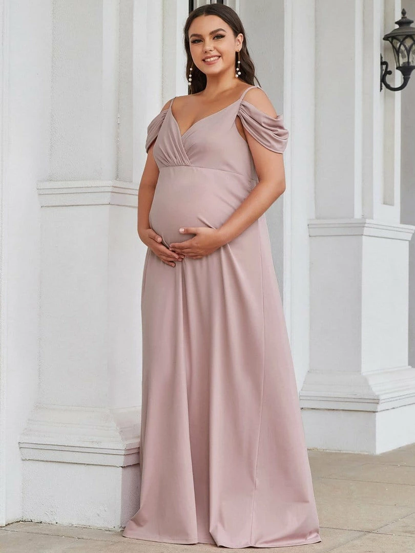 Ever-Pretty US Plus Size Cold Shoulder V-Neck Column Maternity Dress 5 Ever-Pretty US Plus Size Cold Shoulder V-Neck Column Maternity Dress