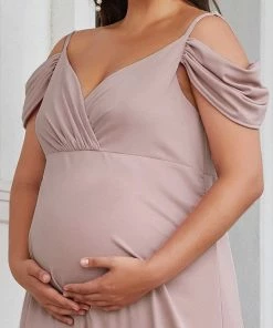 Ever-Pretty US Plus Size Cold Shoulder V-Neck Column Maternity Dress 7 Ever-Pretty US Plus Size Cold Shoulder V-Neck Column Maternity Dress