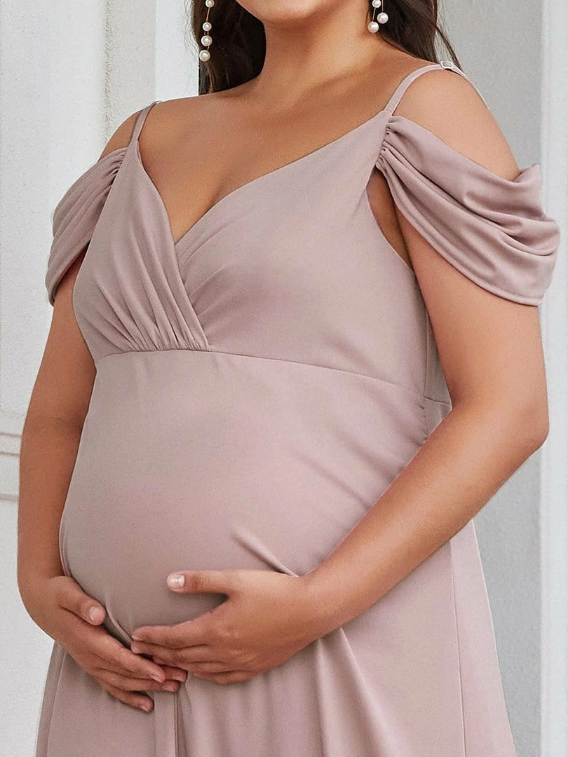 Ever-Pretty US Plus Size Cold Shoulder V-Neck Column Maternity Dress 3 Ever-Pretty US Plus Size Cold Shoulder V-Neck Column Maternity Dress