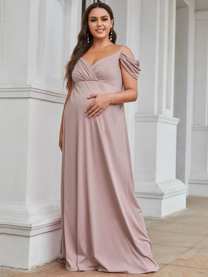 Ever-Pretty US Plus Size Cold Shoulder V-Neck Column Maternity Dress 1 Ever-Pretty US Plus Size Cold Shoulder V-Neck Column Maternity Dress