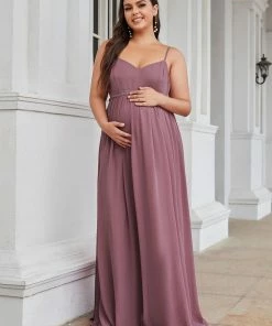 Ever-Pretty US SHOP BY OCCASION Plus Size Soft Long Open Back Formal Maternity Dress