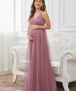 Ever-Pretty US Ruched Spaghetti Strap V-Neck A-Line Maternity Dress SHOP BY OCCASION