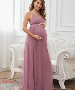 Ever-Pretty US Ruched Spaghetti Strap V-Neck A-Line Maternity Dress SHOP BY OCCASION