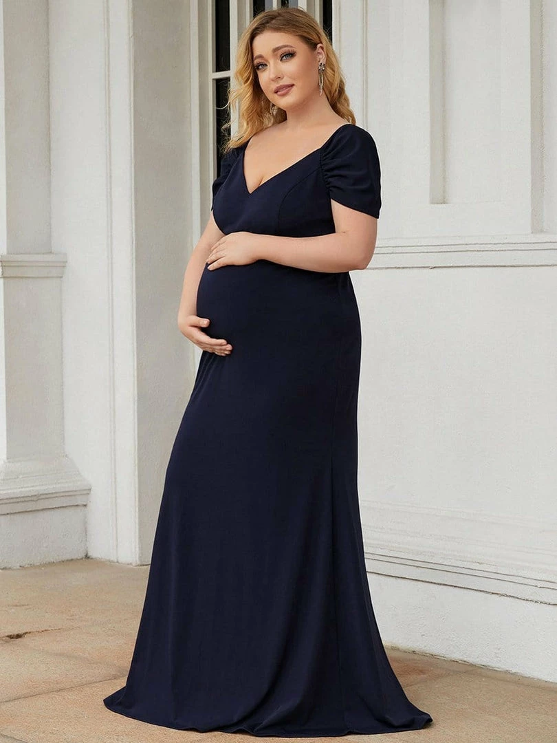 Ever-Pretty US Plus Size Sweetheart Capped Sleeve Pleated Maternity Dress 1 Ever-Pretty US Plus Size Sweetheart Capped Sleeve Pleated Maternity Dress