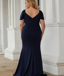 Ever-Pretty US Plus Size Sweetheart Capped Sleeve Pleated Maternity Dress