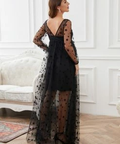 Ever-Pretty US V-Neck Tulle Double Skirt Floor-Length Maternity Dress Maternity Dresses