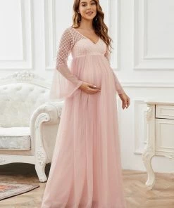 Ever-Pretty US Sweetheart Long Bell Sleeve A-Line Maternity Dress Maternity Dresses