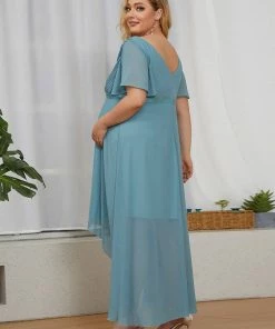 Ever-Pretty US Maternity Dresses Ruched Flutter Sleeves Plus Size Formal Maternity Dress