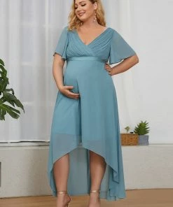 Ever-Pretty US Maternity Dresses Ruched Flutter Sleeves Plus Size Formal Maternity Dress