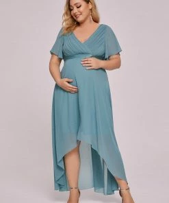 Ever-Pretty US Maternity Dresses Ruched Flutter Sleeves Plus Size Formal Maternity Dress