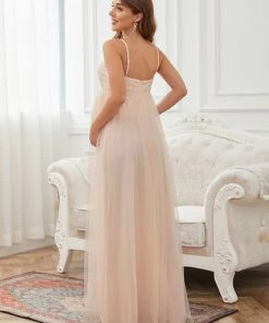 Ever-Pretty US Maternity Dresses Sequin Spaghetti Strap A-Line Tulle Formal Maternity Dress