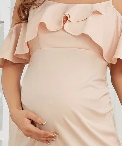 Ever-Pretty US Cold Shoulder Ruffle Sleeve Bodycon Maternity Dress Maternity Dresses