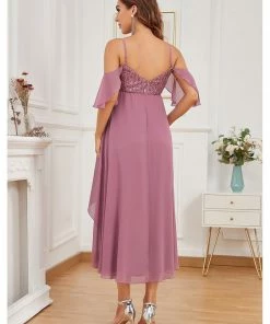 Ever-Pretty US Cold Shoulder Sequin High Low Maternity Dress With Sleeves Maternity Dresses