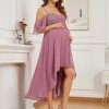 Ever-Pretty US Cold Shoulder Sequin High Low Maternity Dress With Sleeves Maternity Dresses