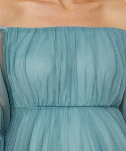 Ever-Pretty US Maternity Dresses Sheer Off-Shoulder Double Skirt Maxi Maternity Dress