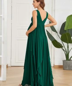 Ever-Pretty US Maternity Dresses Deep V-Neck Sleeveless Pleated A-Line Maternity Dress