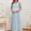 Ever-Pretty US Vintage Fitted Floor-Length Tulle Maternity Dress Maternity Dresses