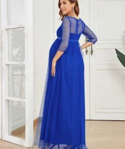 Ever-Pretty US Long Sleeve Polka Dot Tulle Maternity Dress