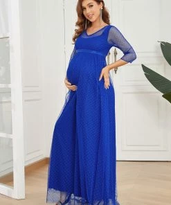 Ever-Pretty US Long Sleeve Polka Dot Tulle Maternity Dress