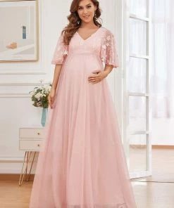 Ever-Pretty US Flutter Sleeve Floor-Length Embroidery Maternity Dress 9 Ever-Pretty US Flutter Sleeve Floor-Length Embroidery Maternity Dress