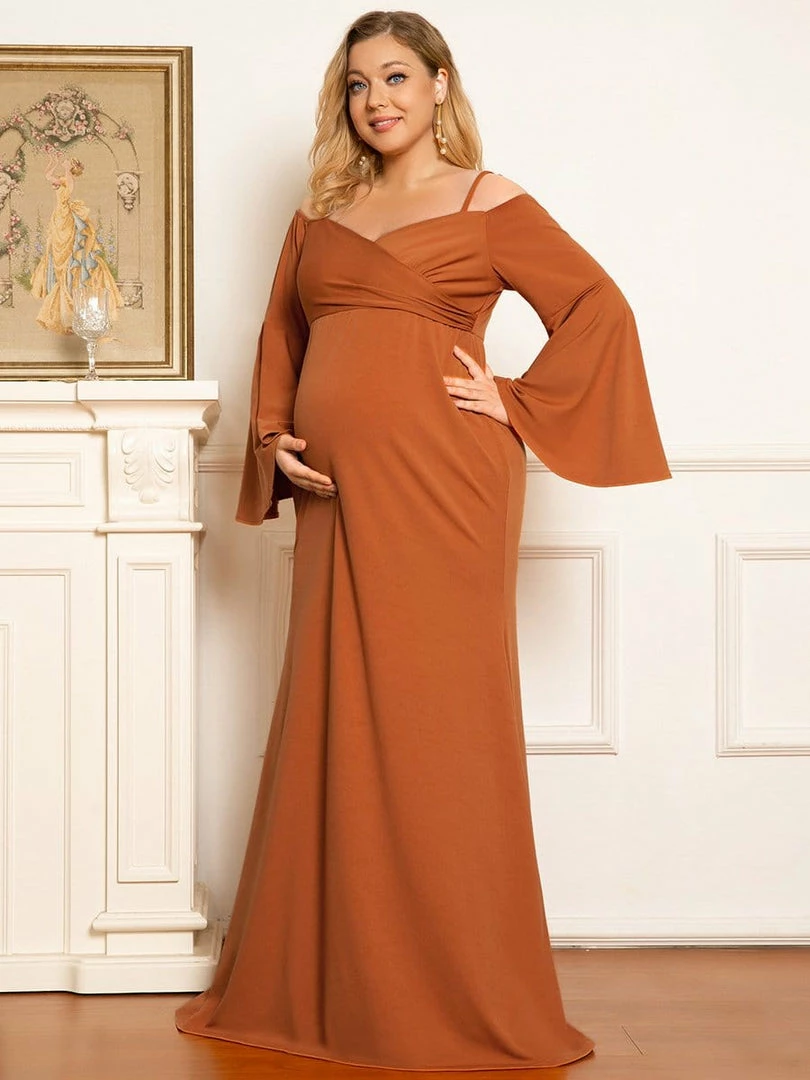 Ever-Pretty US Maternity Dresses Plus Size Long Sleeve Cold Shoulder Fishtail Maternity Dress 1 Ever-Pretty US Maternity Dresses Plus Size Long Sleeve Cold Shoulder Fishtail Maternity Dress