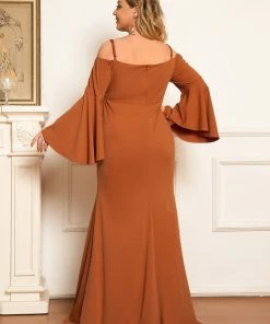 Ever-Pretty US Maternity Dresses Plus Size Long Sleeve Cold Shoulder Fishtail Maternity Dress