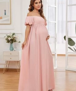 Ever-Pretty US Off-Shoulder Puff Sleeve Maternity Dress Maternity Dresses
