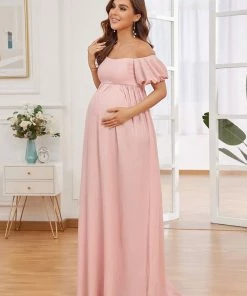 Ever-Pretty US Off-Shoulder Puff Sleeve Maternity Dress Maternity Dresses