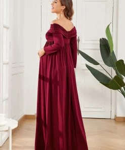 Ever-Pretty US Empire Waist Long Sleeve A-Line Bump Friendly Dress Maternity Dresses