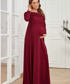 Ever-Pretty US Empire Waist Long Sleeve A-Line Bump Friendly Dress Maternity Dresses