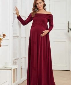 Ever-Pretty US Empire Waist Long Sleeve A-Line Bump Friendly Dress Maternity Dresses