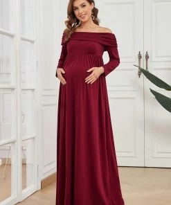 Ever-Pretty US Empire Waist Long Sleeve A-Line Bump Friendly Dress Maternity Dresses