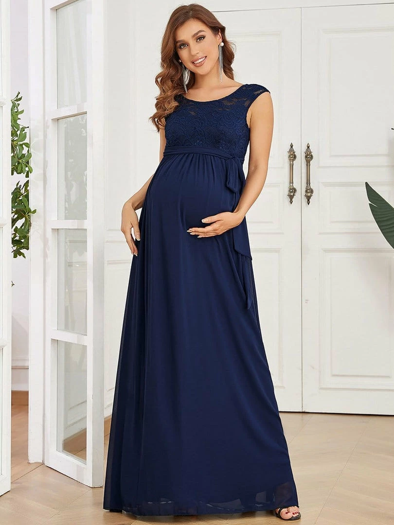 Ever-Pretty US A-Line Lace Tie Waist Bump Friendly Dresses 1 Ever-Pretty US A-Line Lace Tie Waist Bump Friendly Dresses