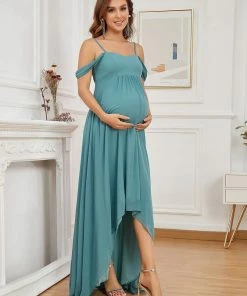 Ever-Pretty US Maternity Dresses Chiffon High-Low Cold Shoulder Bump Friendly Dresses
