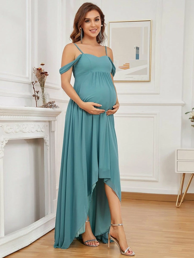 Ever-Pretty US Maternity Dresses Chiffon High-Low Cold Shoulder Bump Friendly Dresses 1 Ever-Pretty US Maternity Dresses Chiffon High-Low Cold Shoulder Bump Friendly Dresses
