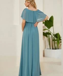Ever-Pretty US Chiffon A-Line V-Neck Ruffled Top Bump Friendly Dress