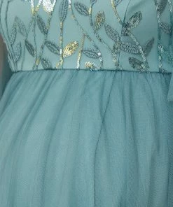 Ever-Pretty US Maternity Dresses Tulle Off-Shoulder Floral Glitter A-Line Bump Friendly Dress