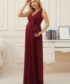 Ever-Pretty US Maternity Dresses Tie-Front Empire Waist Sleeveless Bump Friendly Dress