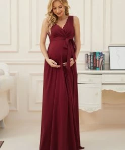 Ever-Pretty US Maternity Dresses Tie-Front Empire Waist Sleeveless Bump Friendly Dress