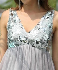 Ever-Pretty US Maternity Dresses Sequin V-Neck Empire Waist Floor-Length Maternity Dress