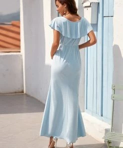 Ever-Pretty US Asymmetrical Ruffle Top Floor-Length Maternity Dress